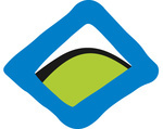 Logo Naturpark SSW (Zeichnung blaue Raute, in der Mitte ein grüner Hügel)