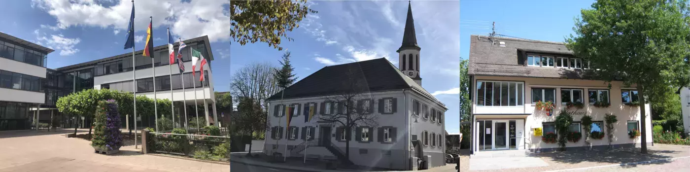 Die drei Rathäuser im Gemeindeverwaltungsverband (v.l.n.r.: Denzlingen, Vörstetten, Reute) Die drei Rathäuser im Gemeindeverwaltungsverband (v.l.n.r.: Denzlingen, Vörstetten, Reute)
