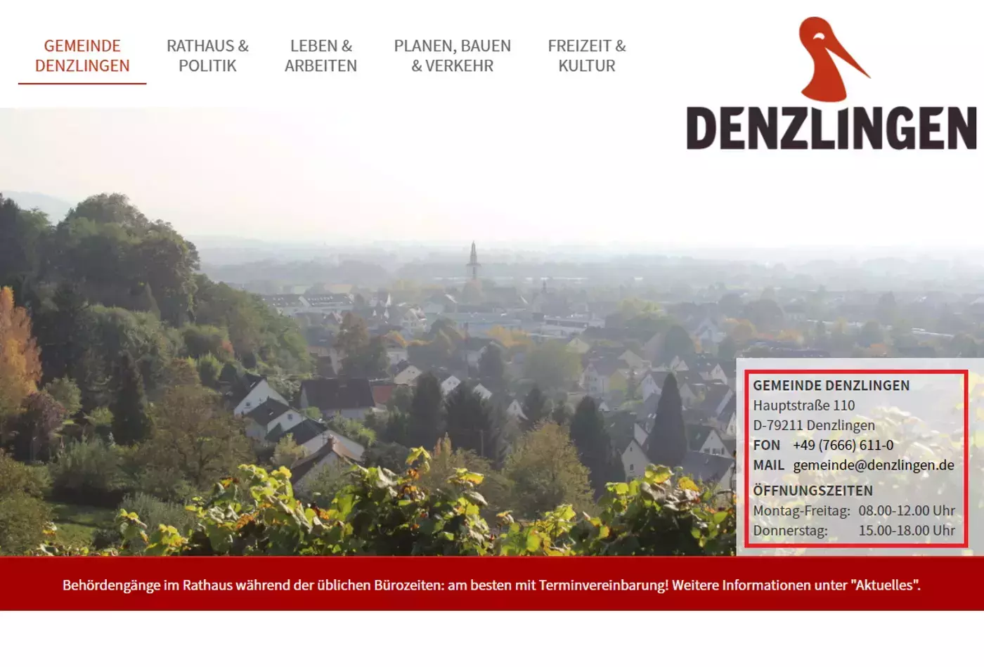 Öffnungszeiten und Kontakt zur Gemeinde Öffnungszeiten und Kontakt zur Gemeinde