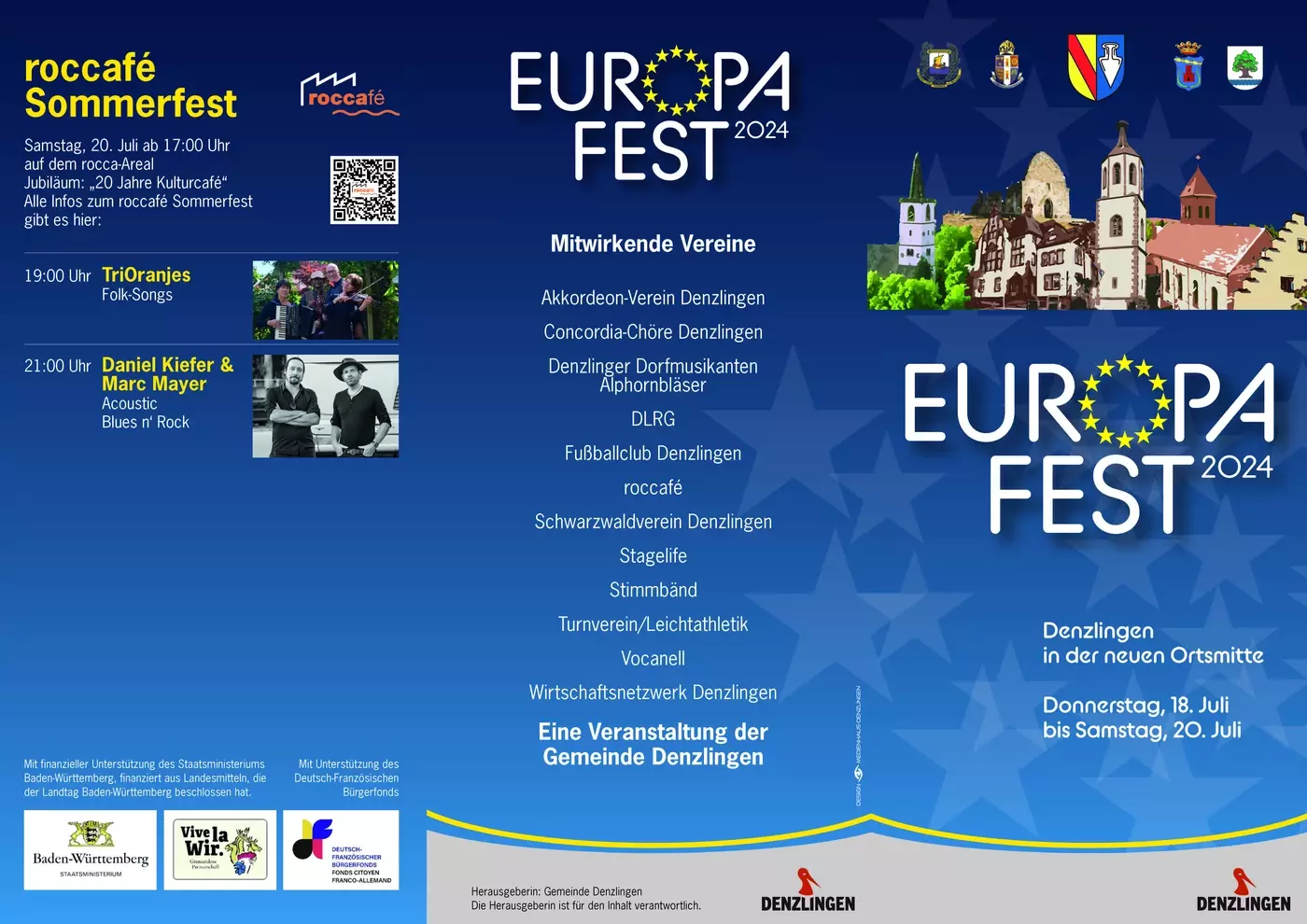 Flyer Europafest 2024 Denzlingen Seite 1 - Programm Flyer Europafest 2024 Denzlingen Seite 1 - Programm