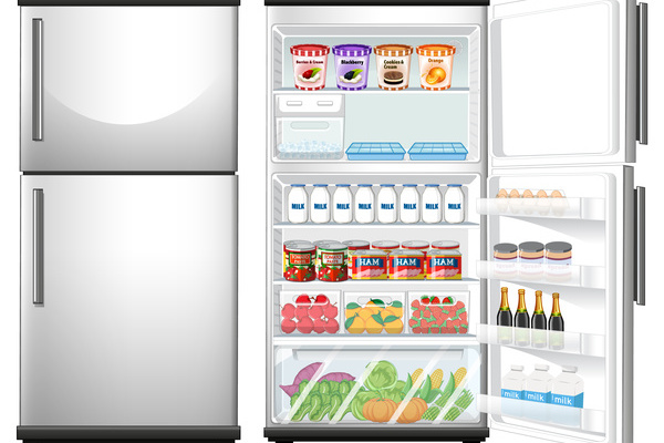ge&ouml;ffneter K&uuml;hlschrank mit Inhalt - Bildquelle: www.freepik.com