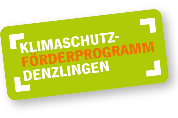 Grünes Logo mit der Aufschrift: Klimaschutzförderprogramm Denzlingen