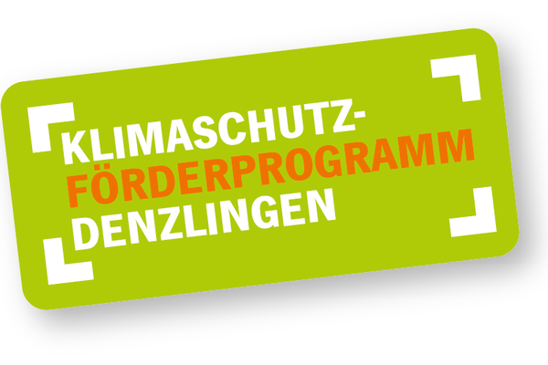 Grünes Logo mit der Aufschrift: Klimaschutzförderprogramm Denzlingen Grünes Logo mit der Aufschrift: Klimaschutzförderprogramm Denzlingen