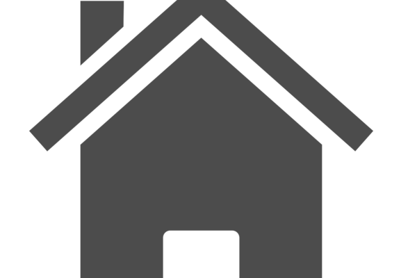 Grafik eines grauen Hauses auf weißem Untergrund