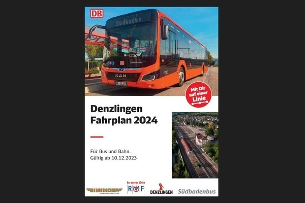 Cover des Denzlinger Fahrplanheftes 2024: Roter Bus