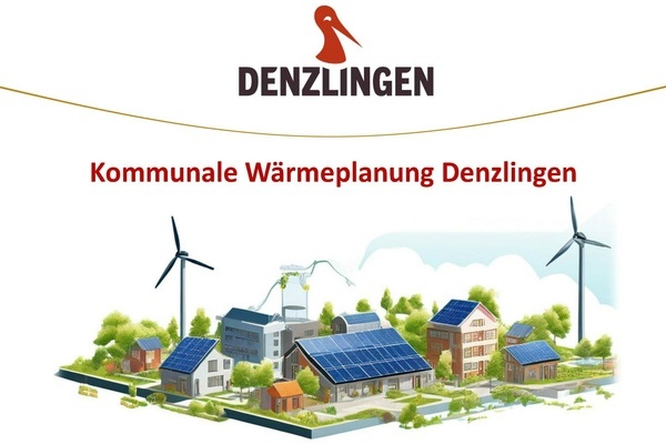 Rote Schrift auf weißem Grund, Denzlinger Logo, grafische Darstellung einer Ortschaft mit erneuerbarer Energiegewinnung Rote Schrift auf weißem Grund, Denzlinger Logo, grafische Darstellung einer Ortschaft mit erneuerbarer Energiegewinnung