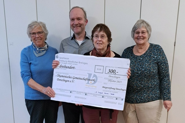 Bild: V.l.n.r. Gaby He, Thomas Herrmann, Irmgard Meiners-Schuth, Ruth Bender. Foto: Brgerstiftung Denzlingen.