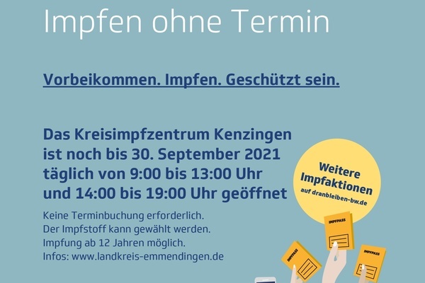 Kreisimpfzentrum noch bis 30. September 2021 ge&ouml;ffnet 