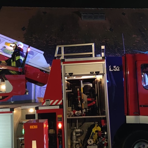 Lschfahrzeug der Feuerwehr Denzlingen bei einem bungseinsatz