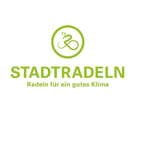 grnes Logo STADTRADELN mit Zeichnung Radfahrer