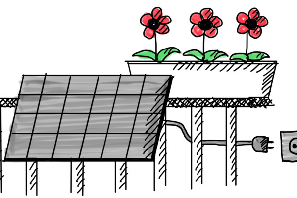 Bild: Skizze eines Balkon-Solarmoduls von Verena Quadt Bild: Skizze eines Balkon-Solarmoduls von Verena Quadt